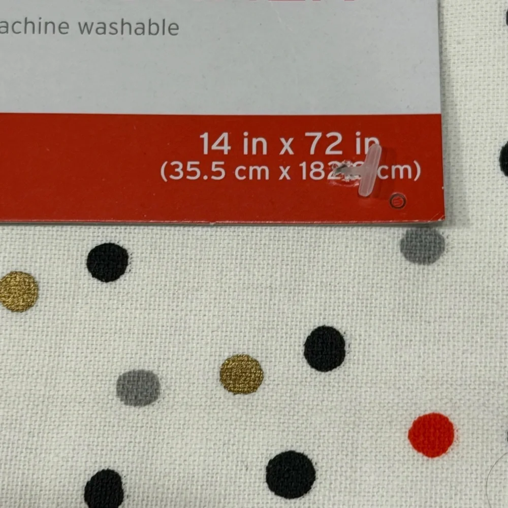 Polka Dot and Striped Table Runner - White, Black, Red, Gold, Pink